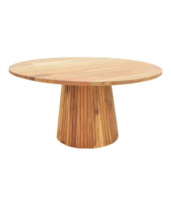 Τραπέζι σαλονιού Canicule ΙI pakoworld μασίφ ξύλο ακακίας σε φυσική απόχρωση Φ80x40εκ