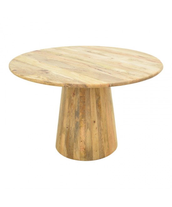 Τραπέζι Rahma I pakoworld μασιφ ξύλο mango 3εκ σε φυσική απόχρωση Φ120x77εκ