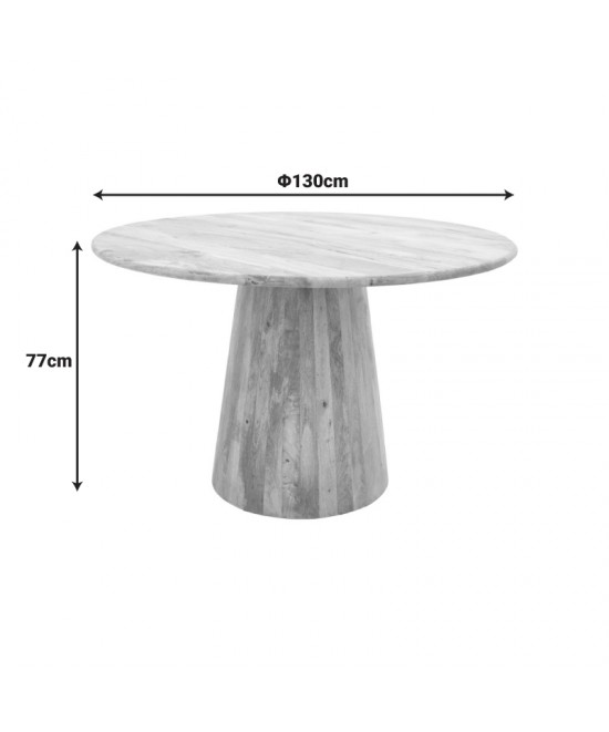 Τραπέζι Rahma I pakoworld μασιφ ξύλο mango 3εκ σε φυσική απόχρωση Φ120x77εκ