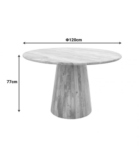 Τραπέζι Rahma I pakoworld μασιφ ξύλο mango 3εκ σε φυσική απόχρωση Φ120x77εκ