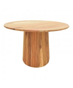 Τραπέζι Tully pakoworld μασίφ ξύλο ακακίας σε φυσική απόχρωση Φ120x75εκ