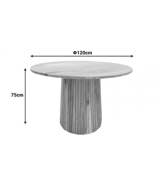 Τραπέζι Tully pakoworld μασίφ ξύλο ακακίας σε φυσική απόχρωση Φ120x75εκ