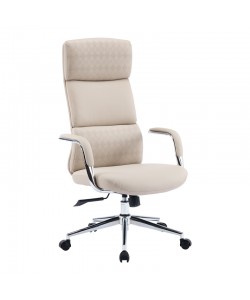 Καρέκλα γραφείου διευθυντή Bendona pakoworld pu σε μπεζ απόχρωση 71x78x119-127εκ