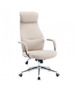 Καρέκλα γραφείου διευθυντή Ferka pakoworld pu σε μπεζ απόχρωση 64x71x120-128εκ