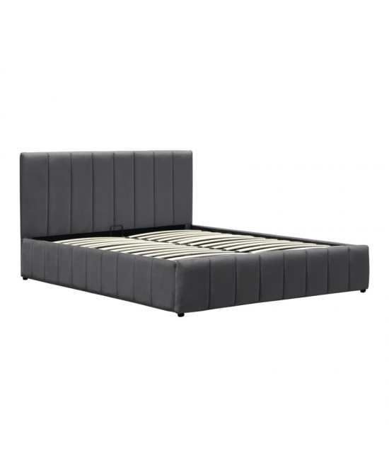 Κρεβάτι Snuggle pakoworld με αποθηκευτικό χώρο βελούδο ανθρακί 160x200εκ