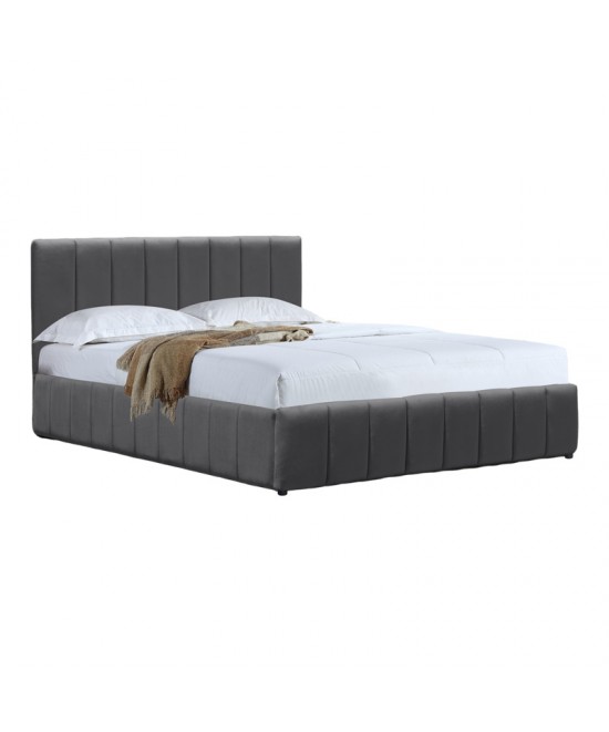 Κρεβάτι Snuggle pakoworld με αποθηκευτικό χώρο βελούδο ανθρακί 160x200εκ