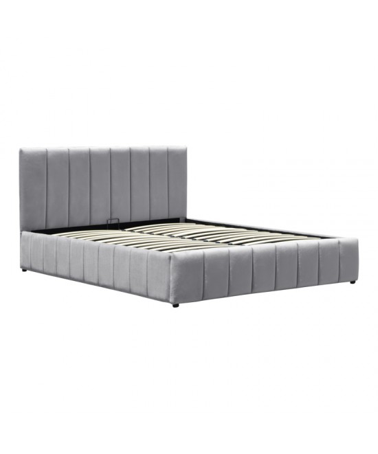 Κρεβάτι Snuggle pakoworld με αποθηκευτικό χώρο βελούδο γκρι 160x200εκ