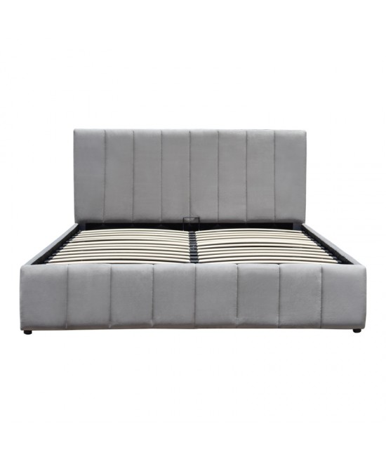 Κρεβάτι Snuggle pakoworld με αποθηκευτικό χώρο βελούδο γκρι 160x200εκ