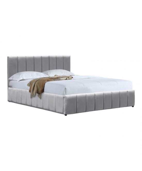 Κρεβάτι Snuggle pakoworld με αποθηκευτικό χώρο βελούδο γκρι 160x200εκ