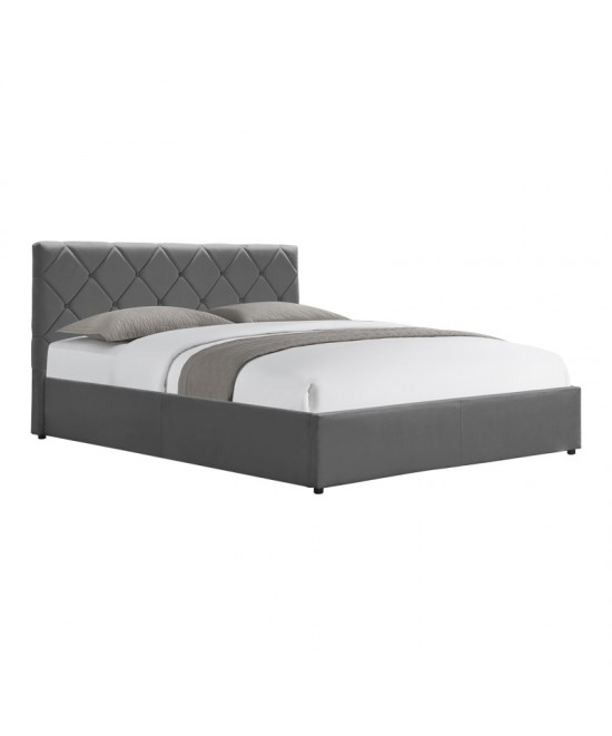 Κρεβάτι Dreamie pakoworld με αποθηκευτικό χώρο βελούδο ανθρακί 160x200εκ