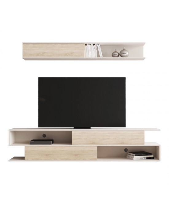 Σύνθετο σαλονιού Brick pakoworld σε oak-κρεμ απόχρωση 240x40x50.4εκ