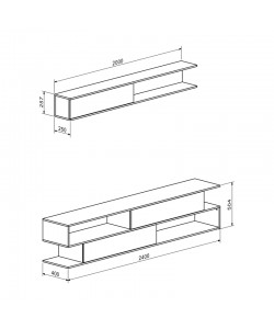 Σύνθετο σαλονιού Brick pakoworld σε oak-κρεμ απόχρωση 240x40x50.4εκ