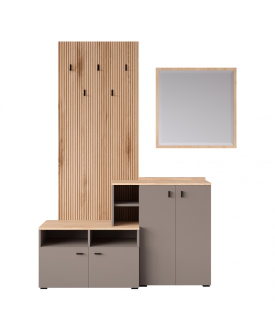 Έπιπλο εισόδου Ebro pakoworld σε oak-cappuccino απόχρωση 150.3x41.2x204.7εκ