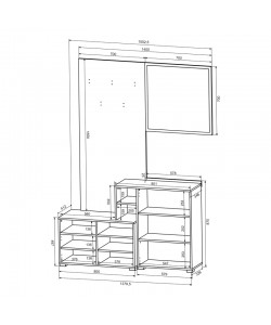 Έπιπλο εισόδου Ebro pakoworld σε oak-cappuccino απόχρωση 150.3x41.2x204.7εκ