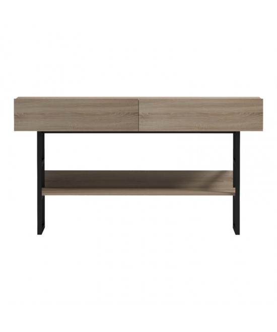 Κονσόλα Vien pakoworld σε sonoma-μαύρη απόχρωση 139x43x75.5εκ