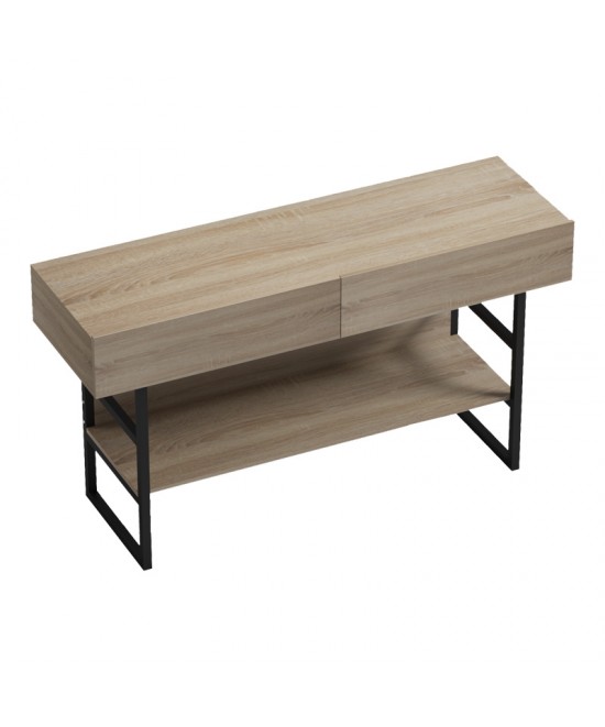 Κονσόλα Vien pakoworld σε sonoma-μαύρη απόχρωση 139x43x75.5εκ