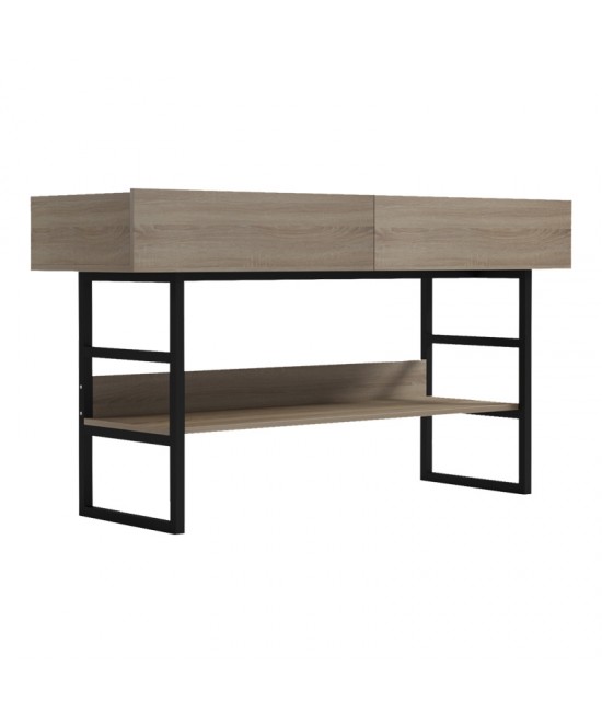 Κονσόλα Vien pakoworld σε sonoma-μαύρη απόχρωση 139x43x75.5εκ