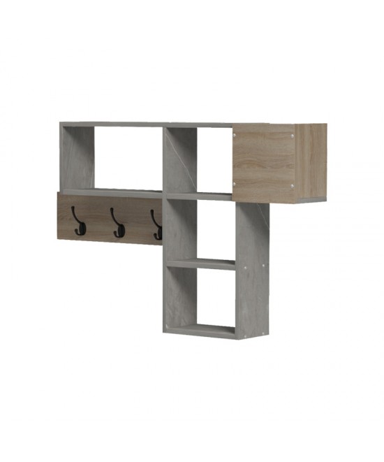 Κρεμάστρα τοίχου Wenia pakoworld σε sonoma απόχρωση με μπεζ μαρμάρου 99.5x15x61εκ