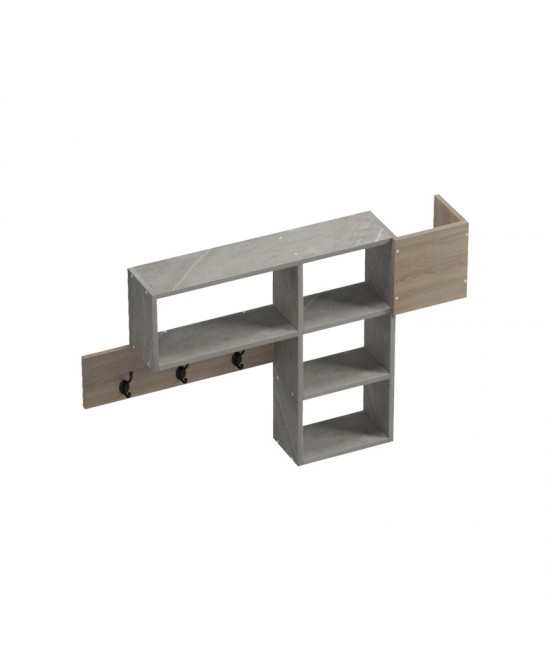 Κρεμάστρα τοίχου Wenia pakoworld σε sonoma απόχρωση με μπεζ μαρμάρου 99.5x15x61εκ