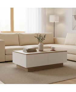 Τραπέζι σαλονιού Winey pakoworld σε sonoma-λευκή απόχρωση 90x60x31.5εκ