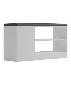 Παπουτσοθήκη-σκαμπό Deboule pakoworld 8 ζευγών σε λευκή-μαύρη απόχρωση 90x30x46εκ