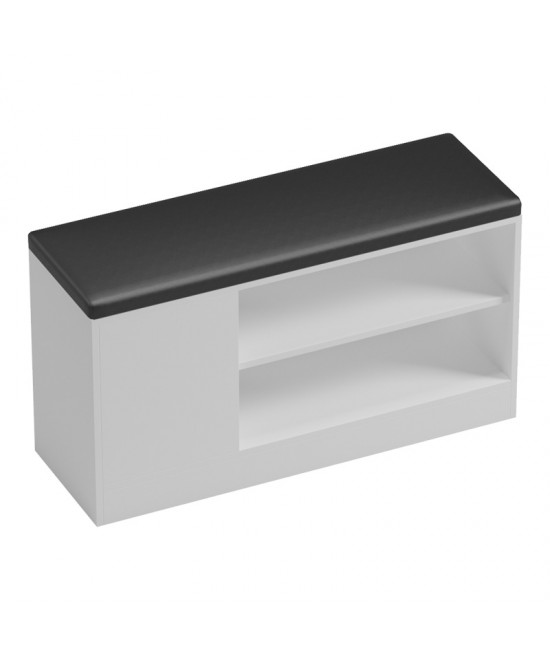 Παπουτσοθήκη-σκαμπό Deboule pakoworld 8 ζευγών σε λευκή-μαύρη απόχρωση 90x30x46εκ