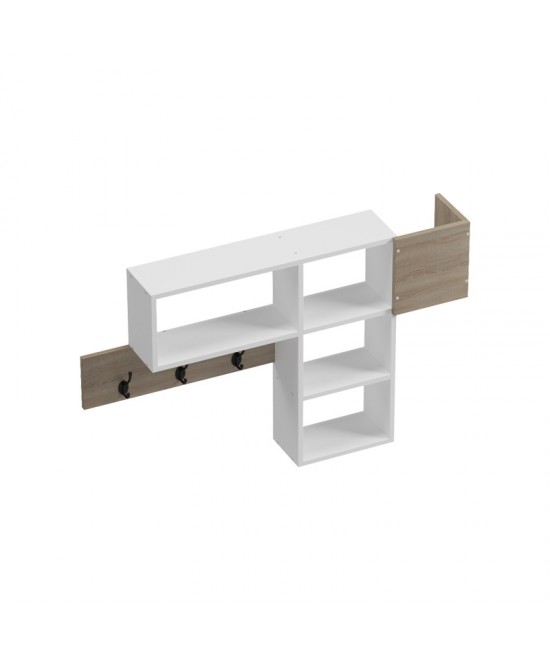 Κρεμάστρα τοίχου Wenia pakoworld σε sonoma-λευκό 99.5x15x61εκ