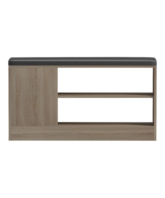 Παπουτσοθήκη-σκαμπό Deboule pakoworld 8 ζευγών σε sonoma-μαύρη απόχρωση 90x30x46εκ