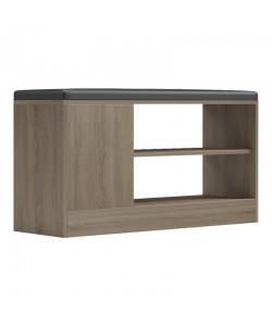 Παπουτσοθήκη-σκαμπό Deboule pakoworld 8 ζευγών σε sonoma-μαύρη απόχρωση 90x30x46εκ