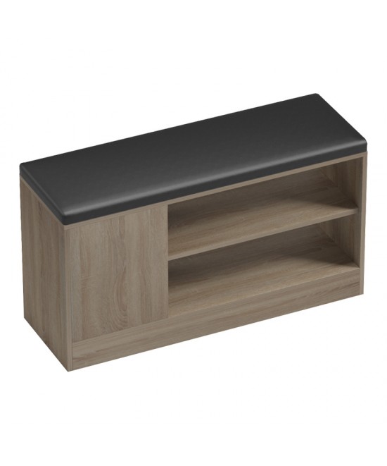 Παπουτσοθήκη-σκαμπό Deboule pakoworld 8 ζευγών σε sonoma-μαύρη απόχρωση 90x30x46εκ