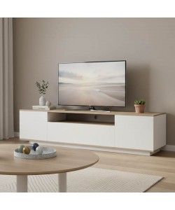 Έπιπλο τηλεόρασης Winey pakoworld σε sonoma-λευκή απόχρωση 180x44.5x44.5εκ