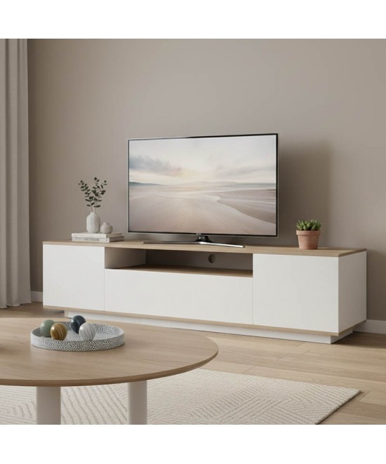 Έπιπλο τηλεόρασης Winey pakoworld σε sonoma-λευκή απόχρωση 180x44.5x44.5εκ