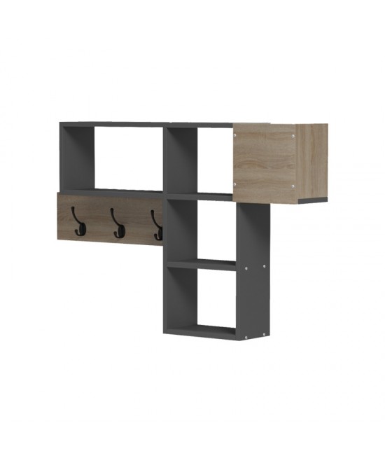 Κρεμάστρα τοίχου Wenia pakoworld σε sonoma-ανθρακί απόχρωση 99.5x15x61εκ