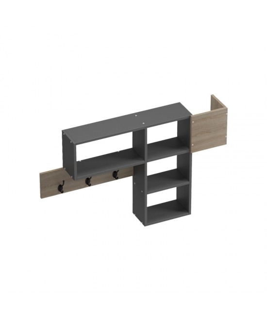 Κρεμάστρα τοίχου Wenia pakoworld σε sonoma-ανθρακί απόχρωση 99.5x15x61εκ