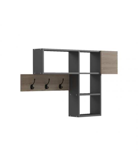 Κρεμάστρα τοίχου Wenia pakoworld σε sonoma-ανθρακί απόχρωση 99.5x15x61εκ