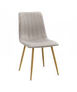 Καρέκλα Noor pakoworld βελούδο γκρι - πόδια σε φυσική απόχρωση 44x53x86εκ