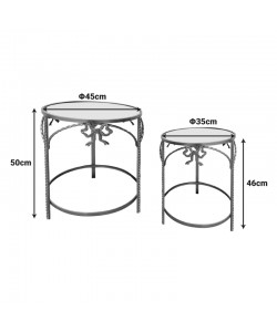 Βοηθητικό τραπέζι Frensia Inart σετ 2τεμ  μέταλλο σε χρυσή απόχρωση