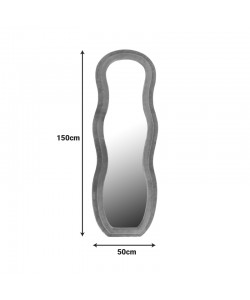 Καθρέπτης Glinde Inart βελούδο σε γκρι απόχρωση 50x3.3x150εκ