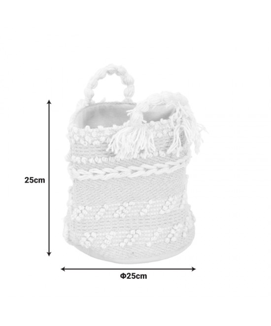 Διακοσμητικό καλάθι Fombra Inart βαμβάκι-woven σε εκρού απόχρωση Φ25x25εκ