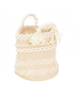 Διακοσμητικό καλάθι Fombra Inart βαμβάκι-woven σε εκρού απόχρωση Φ25x25εκ