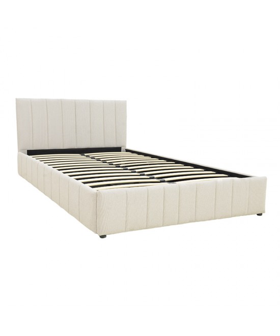 Κρεβάτι Snuggle pakoworld με αποθηκευτικό χώρο ύφασμα μπεζ 160x200εκ