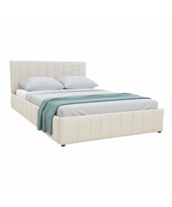 Κρεβάτι Snuggle pakoworld με αποθηκευτικό χώρο ύφασμα μπεζ 160x200εκ