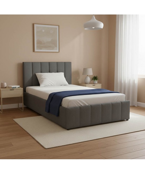 Κρεβάτι Snuggle pakoworld με αποθηκευτικό χώρο βελούδο ανθρακί 120x200εκ