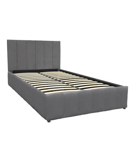 Κρεβάτι Snuggle pakoworld με αποθηκευτικό χώρο βελούδο ανθρακί 120x200εκ