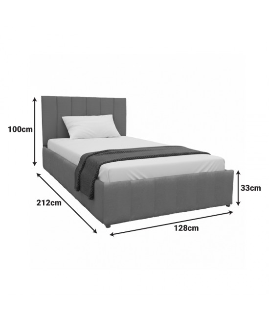 Κρεβάτι Snuggle pakoworld με αποθηκευτικό χώρο βελούδο ανθρακί 120x200εκ