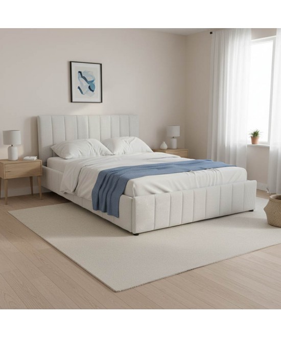 Κρεβάτι Snuggle pakoworld με αποθηκευτικό χώρο ύφασμα γκρι 160x200εκ