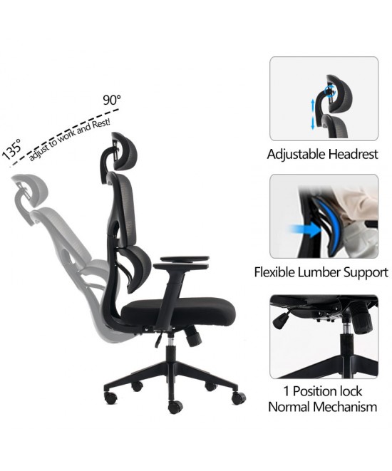 Καρέκλα γραφείου διευθυντή Cadrey pakoworld mesh μαύρο 67x64x120-128εκ