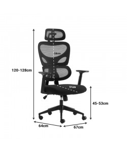 Καρέκλα γραφείου διευθυντή Cadrey pakoworld mesh μαύρο 67x64x120-128εκ