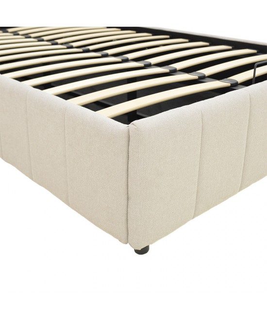 Κρεβάτι Snuggle pakoworld με αποθηκευτικό χώρο ύφασμα μπεζ 120x200εκ