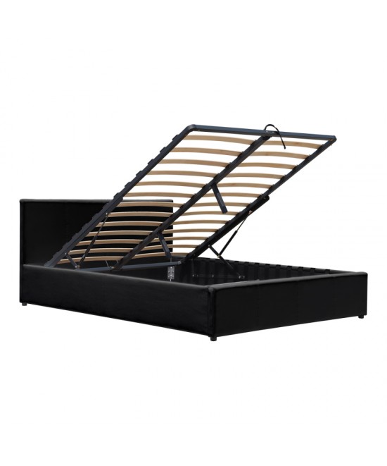 Κρεβάτι Dellia pakoworld με αποθηκευτικό χώρο pu μαύρο 150x200εκ